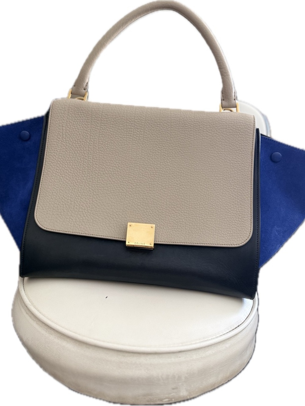 CelineTri-Color Trapeze Leather & SuedeTop Handle Bag - dust bag included - Picture 10 of 13